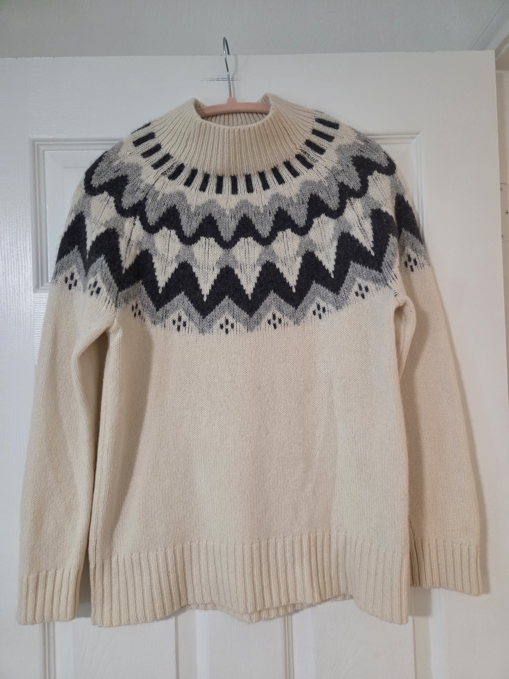 J. Crew Cream Fair Isles Cashmere Yoke Sweater. Ski Camping. S